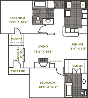 Fairfax - Two Bedroom / Two Bath - 1,010 Sq. Ft.*